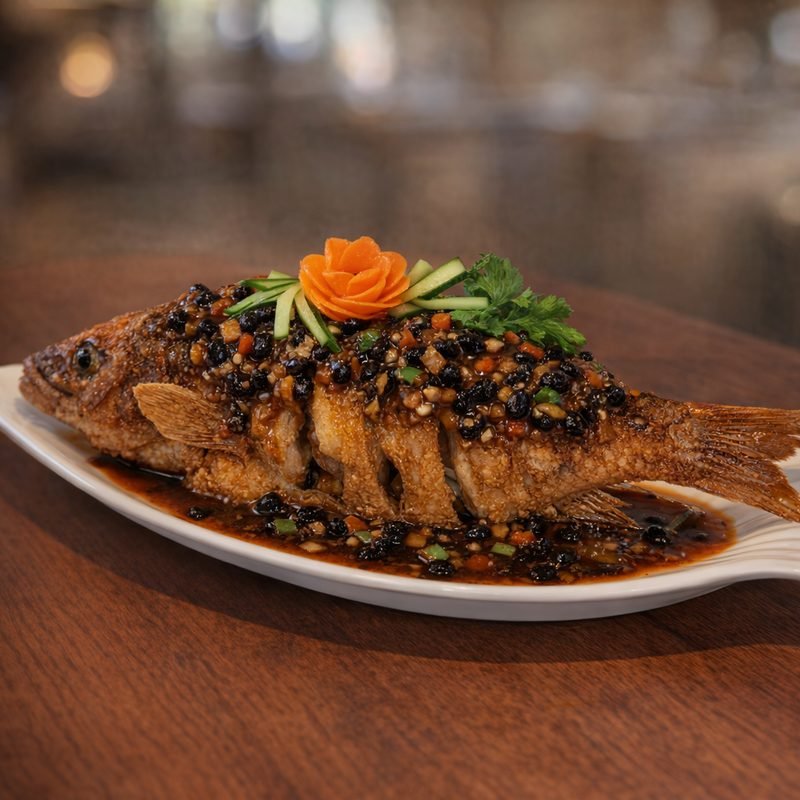 Deep-Fried Lapu-Lapu with Tausi Sauce