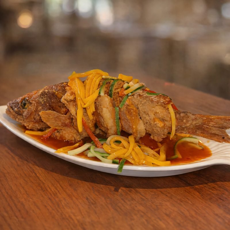 Deep Fried Lapu-Lapu with Fresh Mango